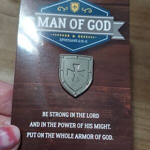 "MAN of God" Shield Hat Pin